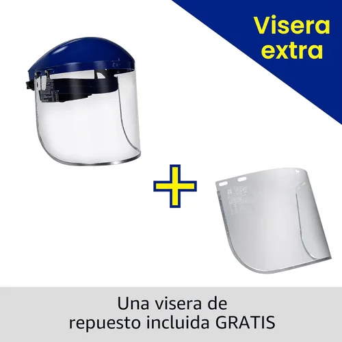 Vista 4 de Blue Eagle Protector facial de seguridad resistente a los impactos de cara completa (B1BL+FC48) Transparente Visera de policarbonato de grado