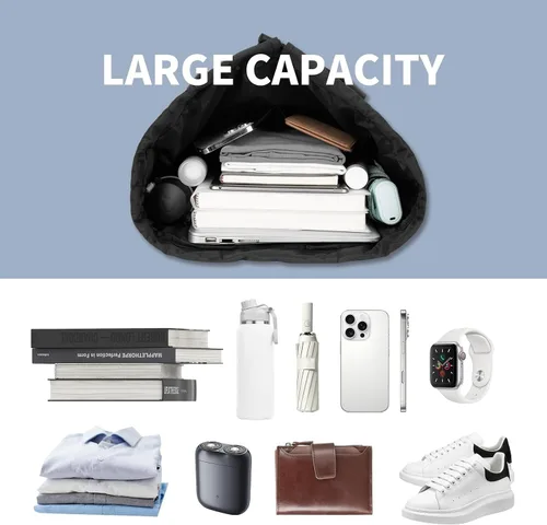 Vista 6 de Mochila con cordón, bolsas de gimnasio con compartimento para zapatos, mochila deportiva para gimnasio, bolsa con cordón, bolsa de natación, fútbol