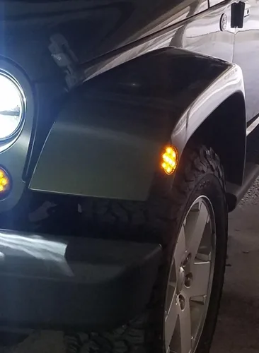 Vista 5 de iJDMTOY - Kit de luces LED frontales para guardabarros con lente transparente y ámbar, focos laterales completos, compatible con Jeep 2007-2017