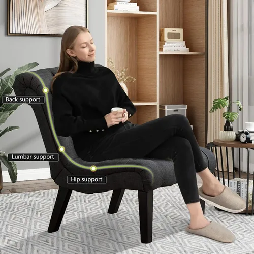 Vista 4 de Alunaune Silla de sala de estar, silla decorativa moderna, tapizada sin brazos, silla de dormitorio, sofá y respaldo de tela, sillón reclinable