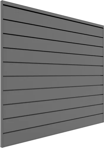 Vista 8 de Proslat 88104 Organizador de Garaje de Pared Ranurada de PVC Resistente, Sección de 4 Pies por 4 Pies, 10 Paneles, Carbón Carbón vegetal