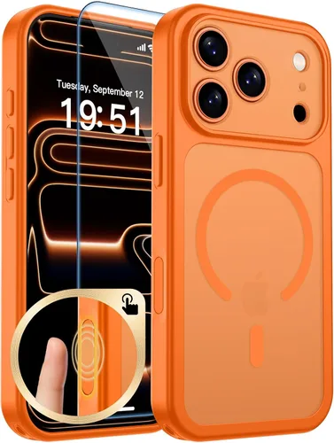 Vista 202 de zapica Funda magnética para iPhone Air, con protector de pantalla de vidrio templado, compatible con MagSafe, translúcida mate, a prueba de golpes