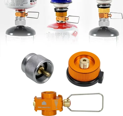 Vista 10 de Kit de Adaptador de Recarga de Gas RULLINE para Estufas de Camping - Juego de Adaptador de Recarga de Botella de Válvula EN417 Lindal para Tanques