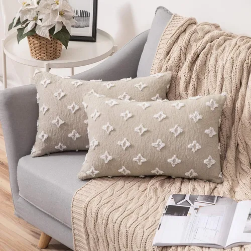 Vista 17 de MIULEE Juego de 2 fundas de almohada decorativas de jacquard rómbico, funda de cojín cuadrada suave para sofá, cama, dormitorio, sala de estar, 16 x