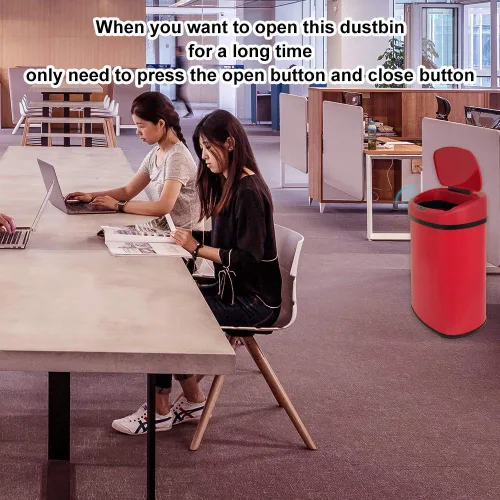 Vista 6 de Bote de basura automático de cocina de 13 galones/50L con tapa, sin contacto, de acero inoxidable, con sensor de movimiento electrónico, cubo