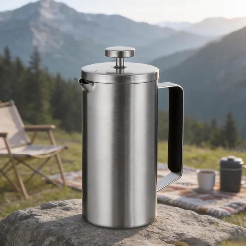 Vista 12 de Cafetera de Prensa Francesa de Acero Inoxidable Negro, Prensa Francesa Aislada de Doble Pared, para Café y Té, con 3 Pantallas Extra y una Cuchara