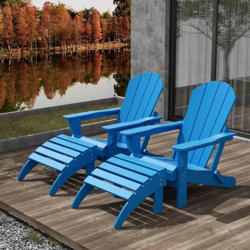 Vista 32 de WestinTrends Malibu - Silla de salón para exteriores, juego de 2 sillas Adirondack con otomana, sillas plegables de madera de polietileno para todo