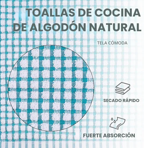Vista 3 de Oeleky Toallas de cocina de algodón, 15 x 26 pulgadas, a cuadros, paquete Multicolor