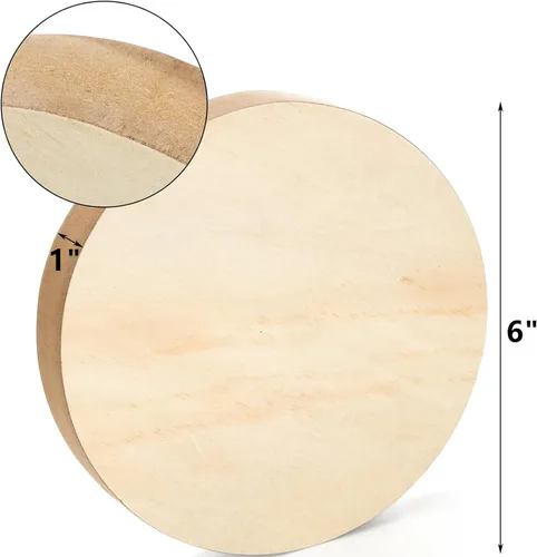 Vista 2 de DEAYOU Paquete de 6 círculos de madera MDF, tablero redondo de madera sin terminar de 6 pulgadas, placa de disco de madera para manualidades