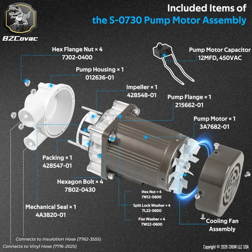 Vista 4 de S-0730 Bomba de agua para Hoshizaki, conjunto de bomba de motor de máquina de hielo con cable y kit de servicio de enchufe