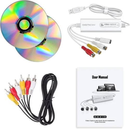Vista 5 de Convertidor VHS a Digital, Tarjeta de Captura de Video USB, Dispositivo de Captura de Video, Convertidor RCA a USB, Convierta VHS VCR Hi8 Mini DV a