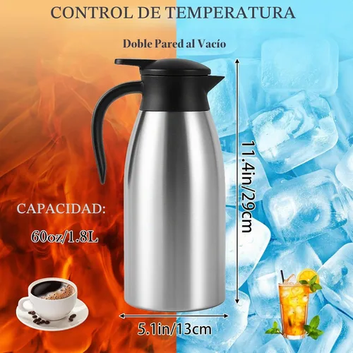 Vista 2 de Jarra de café aislada de 60 onzas, paquete de 2, jarra térmica de acero inoxidable 304 Premium 304 stainless steel 60oz thermal carafes keep