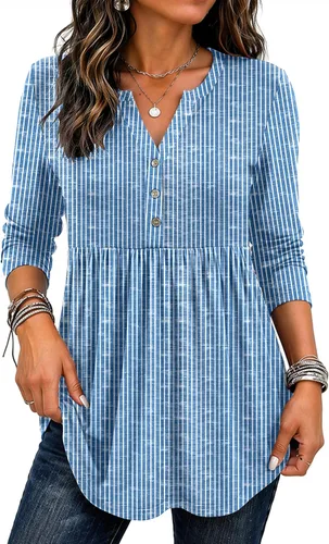 Vista 11 de Zeagoo Blusas de manga larga para mujer, estilo bohemio, cuello en V negro (Flower Black)