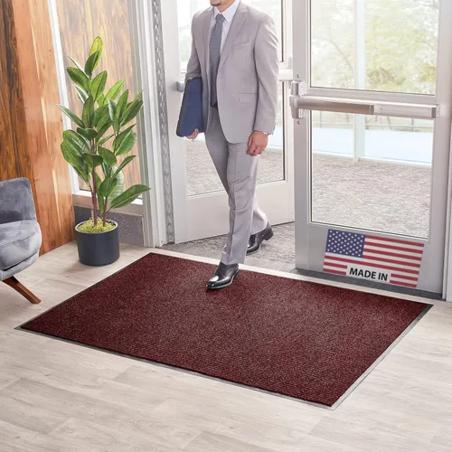 Vista 9 de Consolidated Plastics Tapete para secar con cepillo - Hecho en EE. UU., alfombra resistente para puerta comercial para entradas de Marrón