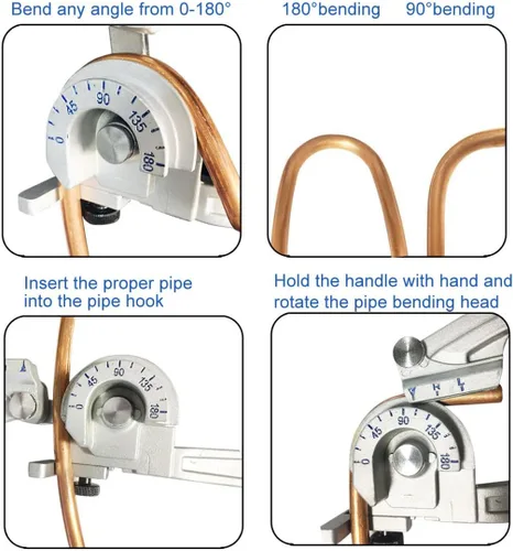 Vista 3 de Dobladora de tubos, dobladora de tubos 2 en 1 para tubos de acero de pared fina de aluminio de latón de 3/8 pulgadas, 1/2 pulgadas, herramienta