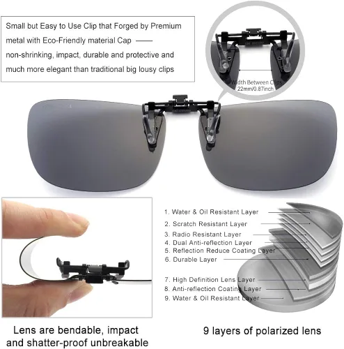 Vista 2 de CAXMAN Gafas de sol polarizadas con clip para hombres y mujeres protección UV