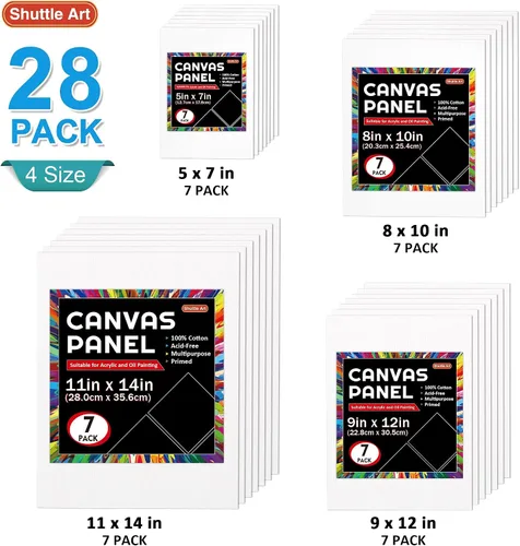 Vista 2 de Shuttle Art Kit de pintura en lienzo, paquete de 50, 28 lienzos de varios tamaños para pintar y 22 herramientas de arte