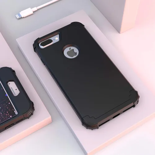 Vista 3 de IDweel Funda para iPhone 8 Plus, Funda para iPhone 7 Plus con Protector de Pantalla de Vidrio Templado, 3 en 1 Resistente a Golpes Delgada Híbrida