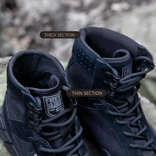 Vista 6 de FREE SOLDIER Waterproof Hiking Work Boots Men's Tactical Boots 6 Inches Lightweight Military Boots Breathable Desert Boots