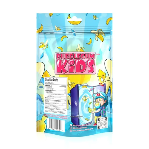 Vista 2 de Bubblegum Kids Hannah's Frozen Banana - Goma de mascar sin azúcar Relleno de calcetines, dulces navideños, recuerdos de fiesta, goma de mascar sin