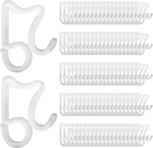 Vista 12 de Paquete de 100 clips para luces navideñas, clips para luces de Navidad para exteriores, gancho para canalones para decoración navideña de interiores