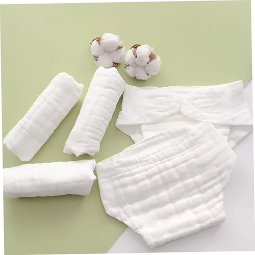 Vista 6 de ERINGOGO 5pcs Reusable Cotton Diapers High Absorbency Nappy Liners for Potty Training Swimming White Months Cloth Diaper