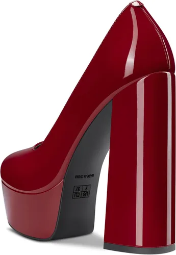 Vista 47 de TNYNFBEB Zapatos de tacón de plataforma alta para mujer, con puntera redonda, sin cordones, básicas, clásicas, de 5.5 pulgadas