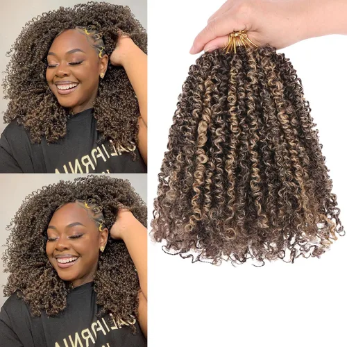 Vista 26 de COOKOO 6 pulgadas 8 paquetes Cabello de Ganchillo Pre-enrollado Yanky Twist para Mujeres Negro Natural Mini Passion Twists Pre-retorcido Cabello