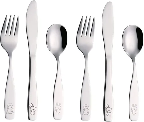 Vista 18 de ANNOVA Cubertería para niños con acabado mate, de alta calidad, de acero inoxidable, tenedores, cucharadas, utensilios para niños, oxidados