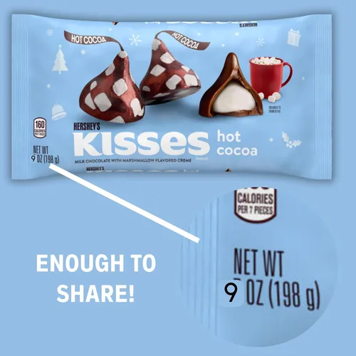 Vista 6 de Christmas 2023 Edición Limitada Besos de chocolate caliente de cacao con crema de malvavisco, rellenos de tazón de caramelo navideño, 9 onzas