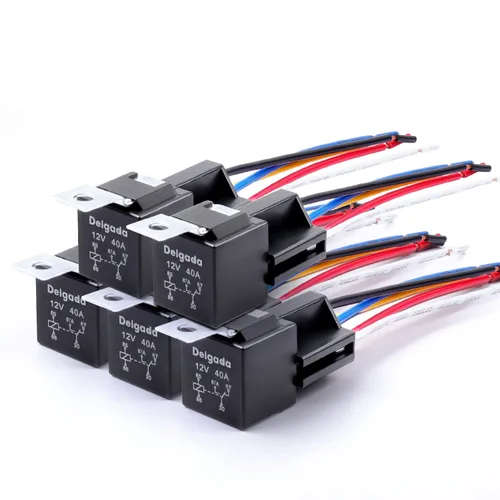 Vista 9 de Delgada Relé de 40/30 amperios 12 V impermeable para automóvil, 5 pines SPDT con juego de enchufes de arnés 14 AWG cables de cobre para barco
