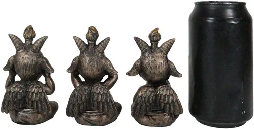 Vista 7 de Ebros - Juego de 3 figuras de Samael Lilith See Hear Speak No Evil Baphomets de LaVeyan Devil Baphomet The Caduceus Symbol Altar Accent Statues