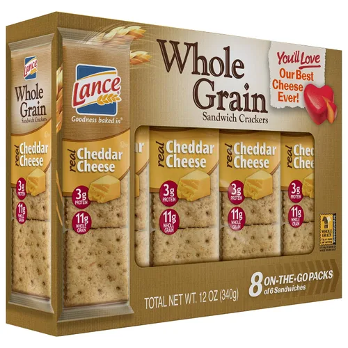 Vista 4 de Lance Whole Grain Cheddar Cheese Crackers - 3 Boxes of 8 Individual Packs by Lance