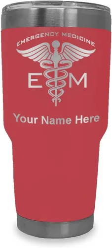 Vista 25 de LaserGram Vaso aislado al vacío de 20 onzas, medicina de emergencia, grabado personalizado incluido (gris) Engraved Gift for Doctors, Vacuum