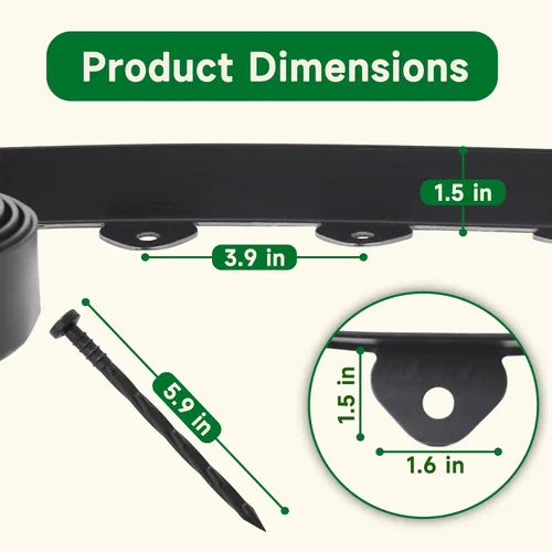 Vista 6 de Gardzen Kit de Bordes para Paisajismo de 1.5" x 20', Borde de Jardín y Césped Sin Excavación con 24 Piezas de Estacas, Borde Flexible para Cama