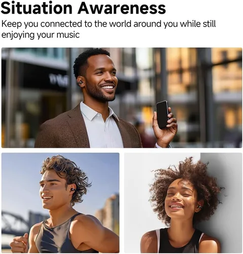 Vista 5 de QCY Crossky C30 Auriculares de oído abierto inalámbricos Bluetooth, auriculares de clip con 4 micrófonos ENC de cancelación de ruido, ajuste