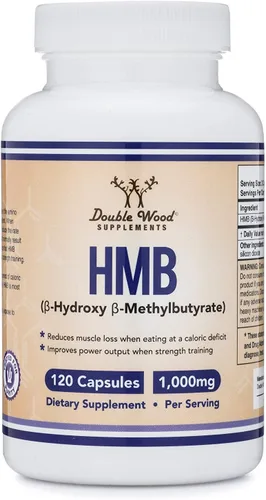 Vista 7 de Double Wood Supplements Suplemento HMB, probado por terceros, sin OMG, sin gluten, 120 cápsulas, 1000 mg por porción, 500 mg por cápsula