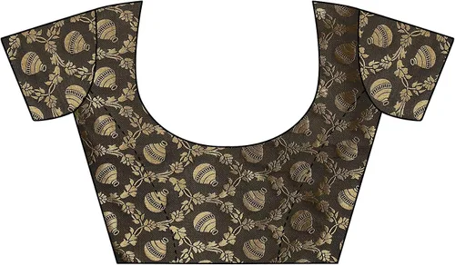 Vista 5 de Mithila Root Sari de seda de satén indio para mujer, patrón sólido, con pieza de blusa sin coser