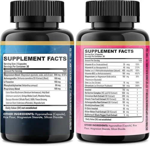 Vista 9 de Paquete de Suplementos Parox Cortisol y Myo-Inositol, Paquete de Calma y Suavidad, Equilibrio de Cortisol 13-en-1, Magnesio, Ashwagandha, L-Teanina