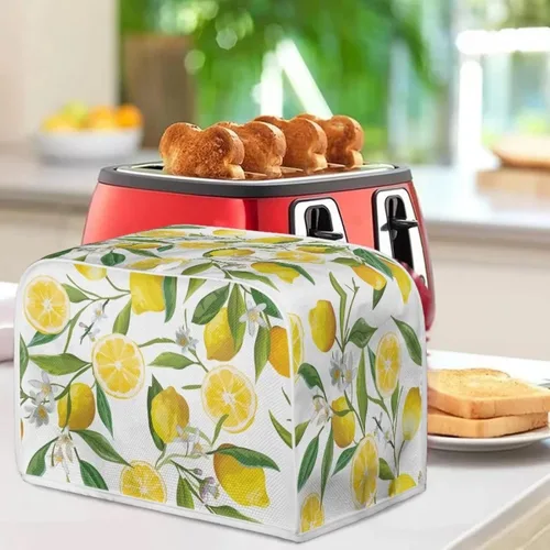 Vista 4 de Cubierta para tostadora de limón floral para horno tostador de pan de 2 rebanadas, protector de electrodomésticos pequeños a prueba de polvo