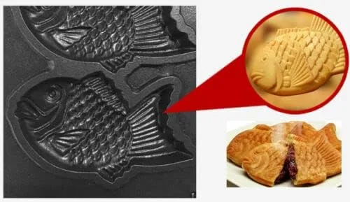 Vista 4 de Tipo antiadherente comercial 6pcs/time de la máquina de los pescados del fabricante de Taiyaki del LPG Taiyaki