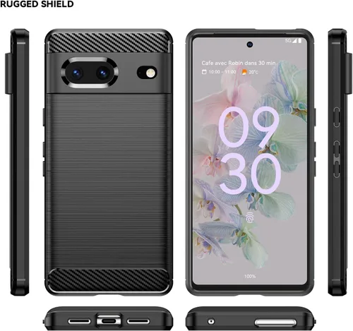 Vista 4 de Asuwish Funda para teléfono para Google Pixel 7 5G con protector de pantalla de vidrio templado y accesorios para celda, silicona suave y delgada