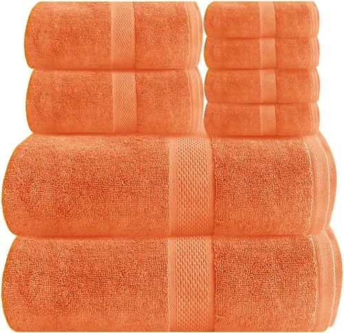 Vista 11 de Juego de 8 toallas de baño 100% algodón de lujo para baño, juego de 8 (2 toallas de baño y 2 toallas de mano y 4 paños de lavado), toallas suaves