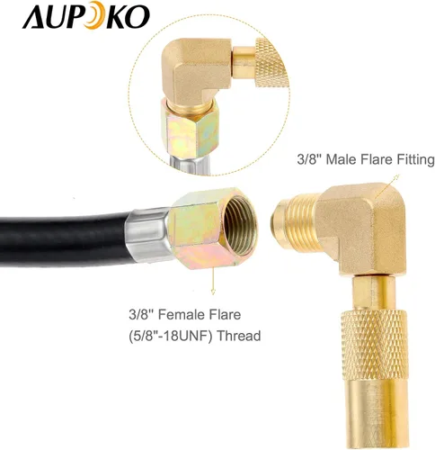 Vista 6 de Aupoko Adaptador de codo de propano para Blackstone, conector de gas RV de latón, manguera de conversión de tanque de baja presión macho de 3/8