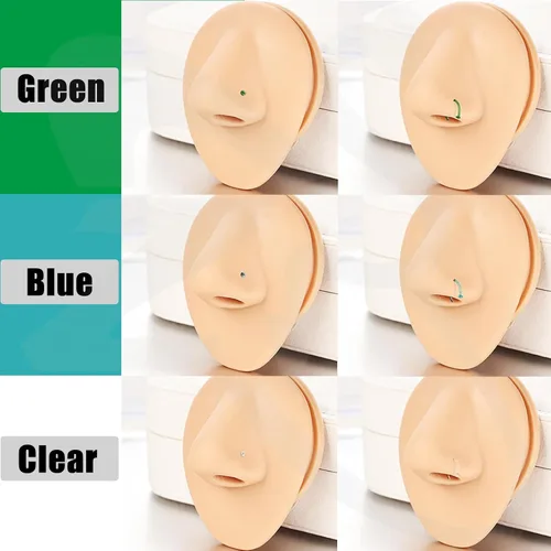 Vista 2 de ZS 3 piercings de cristal para la nariz transparentes, 0.63 oz, cartílago curvado, hélice, hélice, nariz, piercing para tabique, joyería