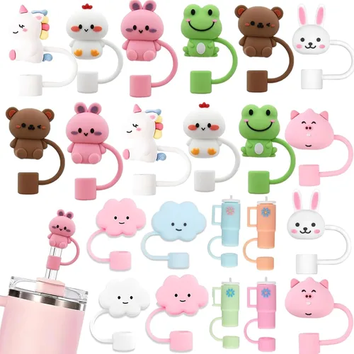 Vista 14 de LDKEDKF 11 piezas de cubiertas para pajitas de vaso Stanley, tapa de silicona para pajitas de vaso Stanley de 30 y 40 onzas con vasos, accesorios