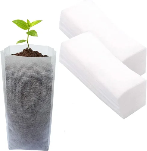 Vista 15 de gardtree Bolsas para vivero de plantas de 7.8" x 8.6" 100 unidades, bolsas de cultivo de plantas biodegradables de tela no tejida, macetas Blanco