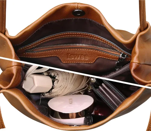 Vista 6 de Iswee - Bolsos de cuero genuino, diseño de hombro Hobo, bolsos para mujer