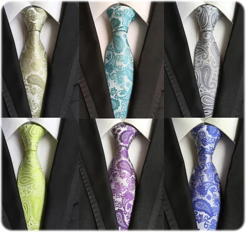 Vista 118 de WeiShang Lote de 6 corbatas clásicas de seda para hombre, corbatas tejidas jacquard
