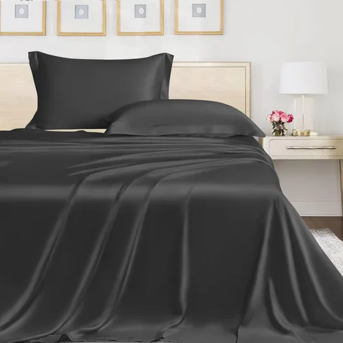 Vista 41 de LINENWALAS Sábana plana Full solamente - Sábana de cama de rayón derivado de seda de bambú, sábana premium transpirable refrescante, sábana superior